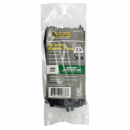 Steel Grip CABLE TIE 4""18#BLK 100PK M-100-4-UVC